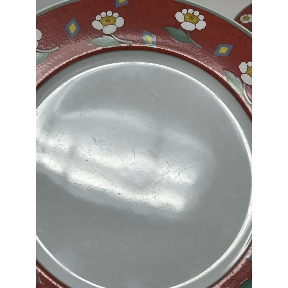Villeroy & Boch Switch 1 Ava Red Flower Salad Side Plates Germany 8.25” Set Of 6